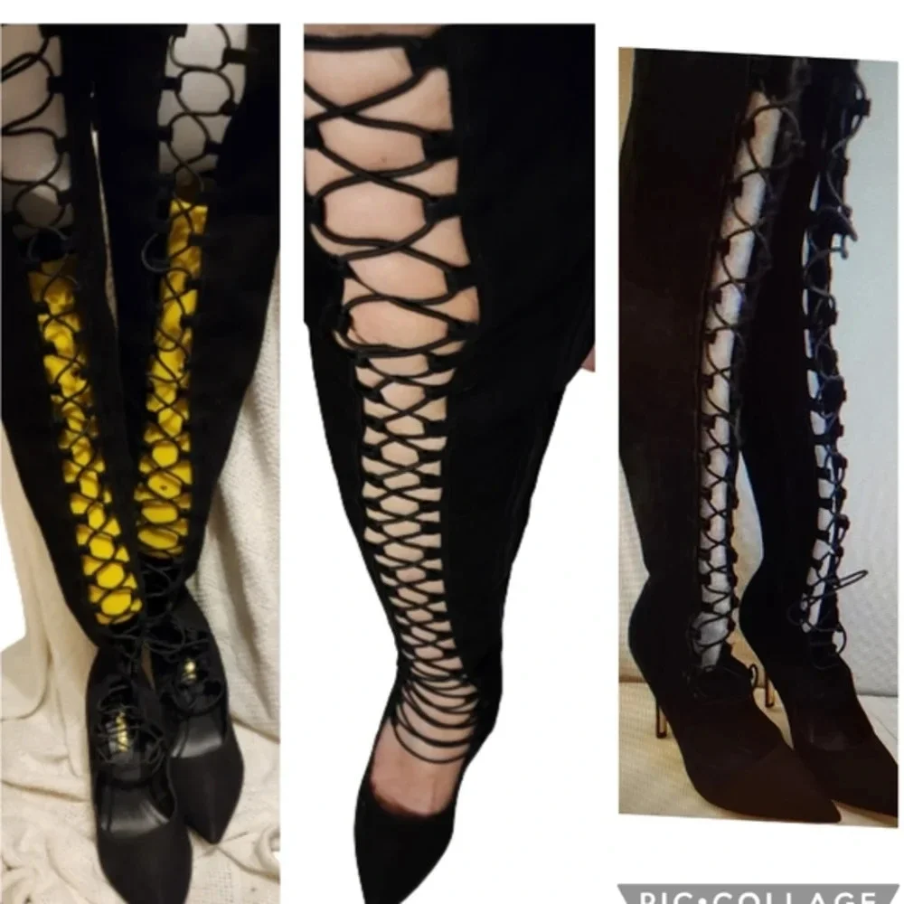 Robert Durville Thigh High Laced Boots 10‎